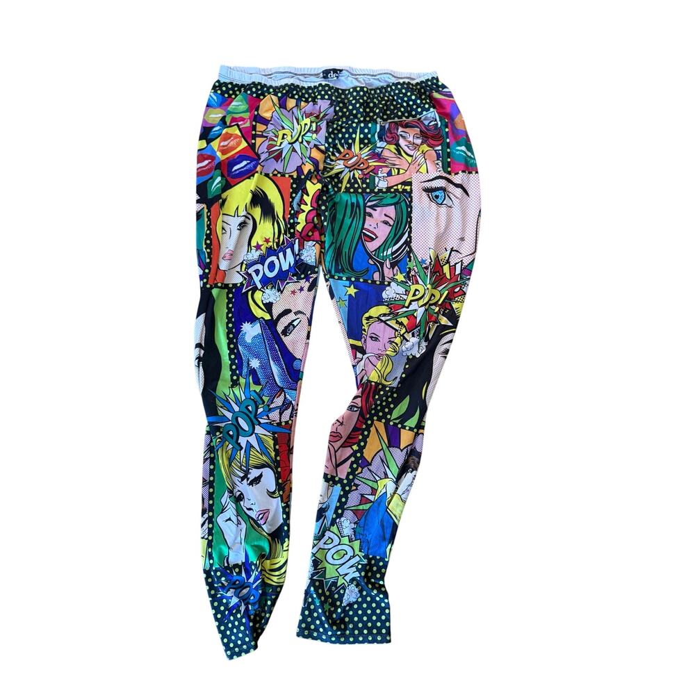 Vintage y2k DEB comic strip colorful print leggings